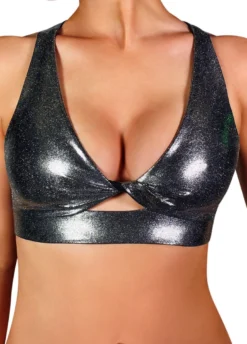 All Pole Wear Cleo The Hurricane Twist Sports Bra - Metallic Chrome