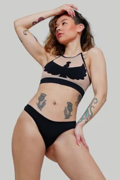 All Pole Wear Creatures Of XIX I S I S Halter Top - Black With Sand Mesh