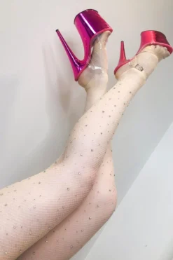 Lunalae Fishnet AB Shine Diamante Stockings - Fair Tights