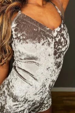 All Pole Wear Exo Wear Playsuit - Silver Velvet