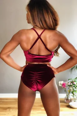 REV ACTIV High Waist Shorts - Wine Velvet All Pole Wear