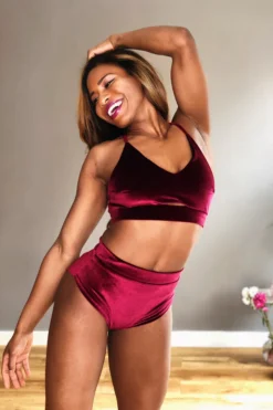 REV ACTIV High Waist Shorts - Wine Velvet All Pole Wear