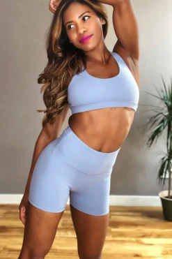 Olra Activewear Signature Biker Shorts - Sky Grey All Pole Wear