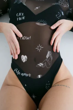 New In Exo Wear Logo Bodysuit - Black Mesh