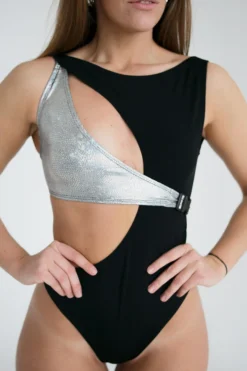 All Pole Wear Exo Wear Angle Bodysuit - Black/Metallic Silver