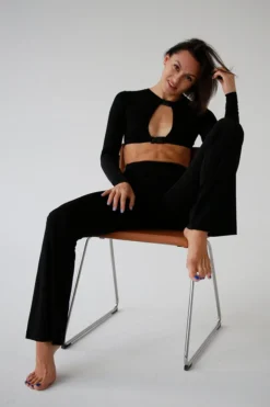 All Pole Wear Exo Wear Long Sleeve Buckle Front Top - Black