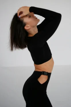 All Pole Wear Exo Wear Long Sleeve Buckle Front Top - Black