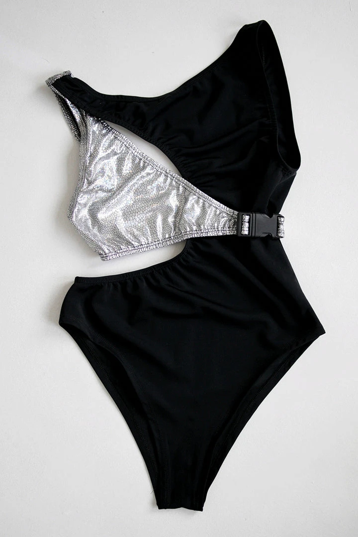 All Pole Wear Exo Wear Angle Bodysuit - Black/Metallic Silver