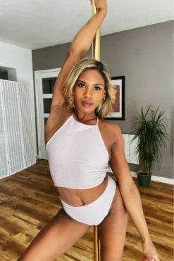 Exo Wear Lurex Top - Ice Pink New In