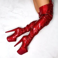 New In Hella Heels The Glitterati Thigh High 8inch Boots - Kansass