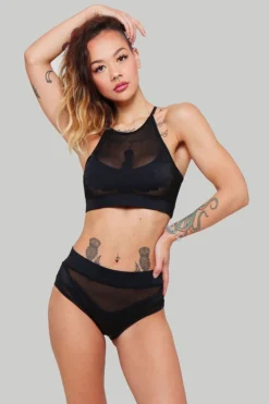 All Pole Wear Creatures Of XIX I S I S High Waisted Bottoms - Black With Black Mesh