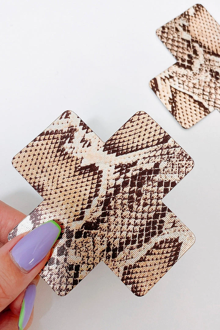 Naughty Thoughts Cross Pasties (5 Pairs) - Snake