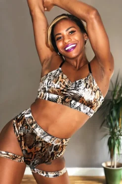 All Pole Wear REV ACTIV Bomb Garter Shorts - Snake Velvet