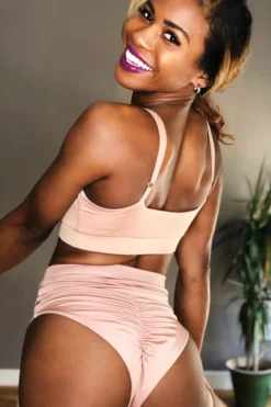 REV ACTIV Bomb Garter Shorts - Beige All Pole Wear