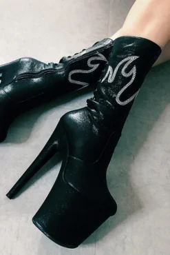 Hella Heels HellGirl 8inch Boots - Black/Glow