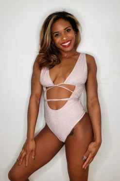 All Pole Wear Exo Wear Lurex Bodysuit - Ice Pink