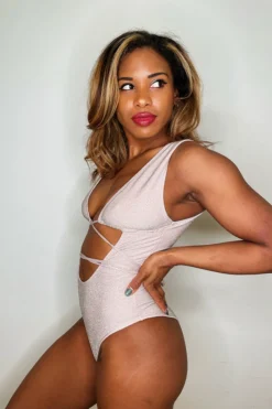 All Pole Wear Exo Wear Lurex Bodysuit - Ice Pink