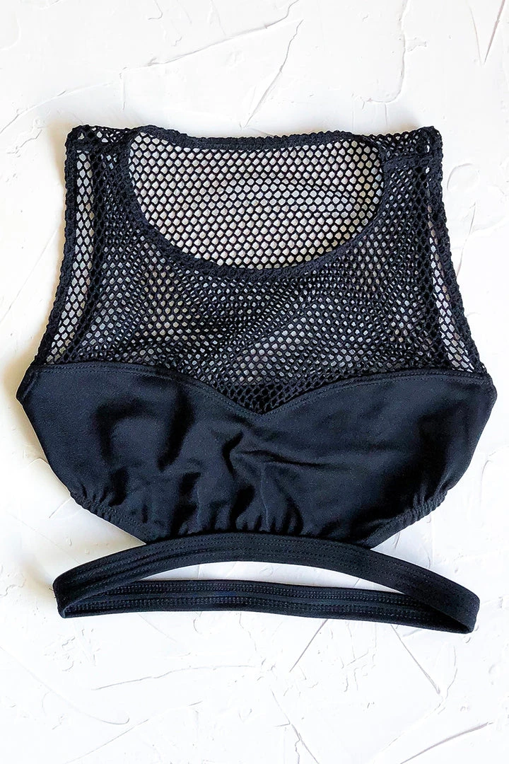 Exo Wear Back Strap Top - Black Fishnet All Pole Wear