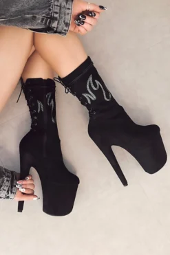 Hella Heels HellGirl 8inch Boots - Black/Mint Shoes