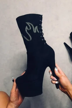 Hella Heels HellGirl 7inch Boots - Black/Mint Shoes