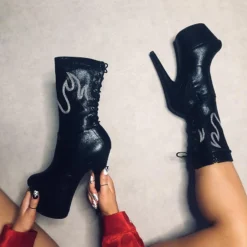 Shoes Hella Heels HellGirl 7inch Boots - Black/Glow