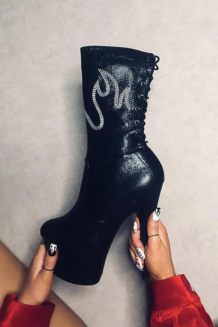 Shoes Hella Heels HellGirl 7inch Boots - Black/Glow