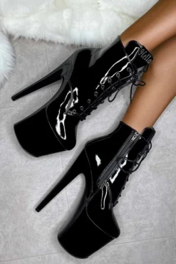 Hella Heels LipKit 8inch Ankle Boots - Black Beatles