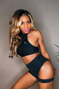 REV ACTIV Bomb Garter Shorts - Black All Pole Wear