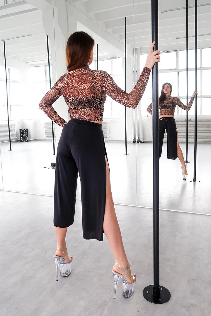 REV ACTIV Wild Leopard Long Sleeved Crop Top All Pole Wear