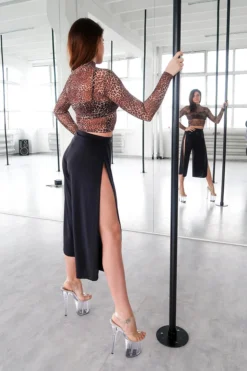 REV ACTIV Wild Leopard Long Sleeved Crop Top All Pole Wear