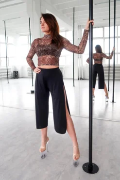 REV ACTIV Wild Leopard Long Sleeved Crop Top All Pole Wear