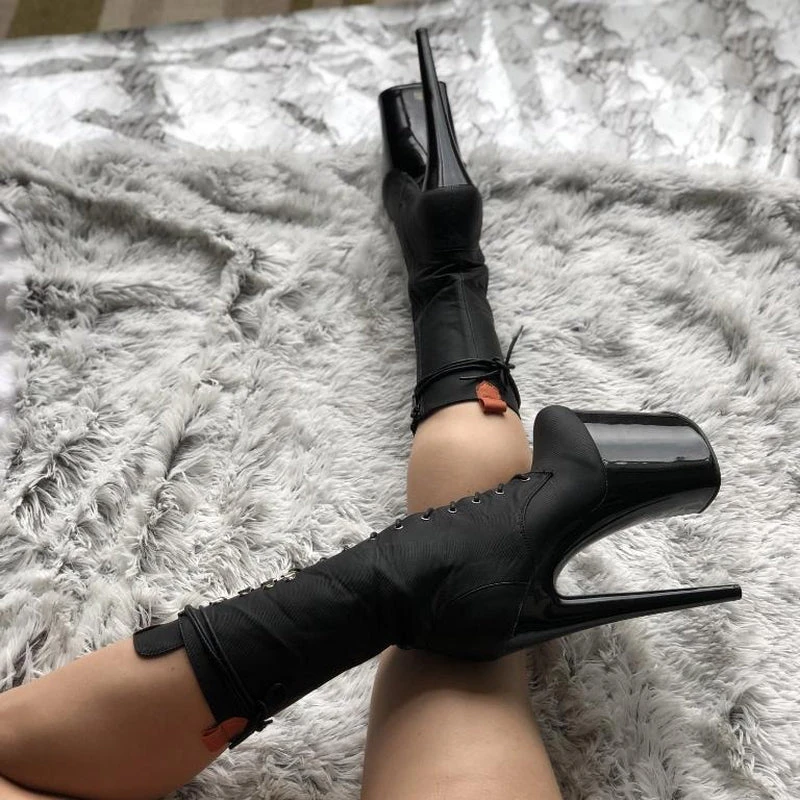 Hella Heels Black Denim Boots - 8inch