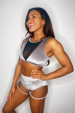 Shimmy & Sparkle London Crop Top - Silver Taupe