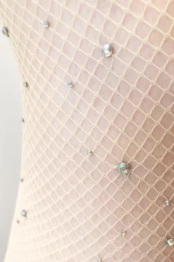 Lunalae Fishnet AB Shine Diamante Stockings - Fair Tights