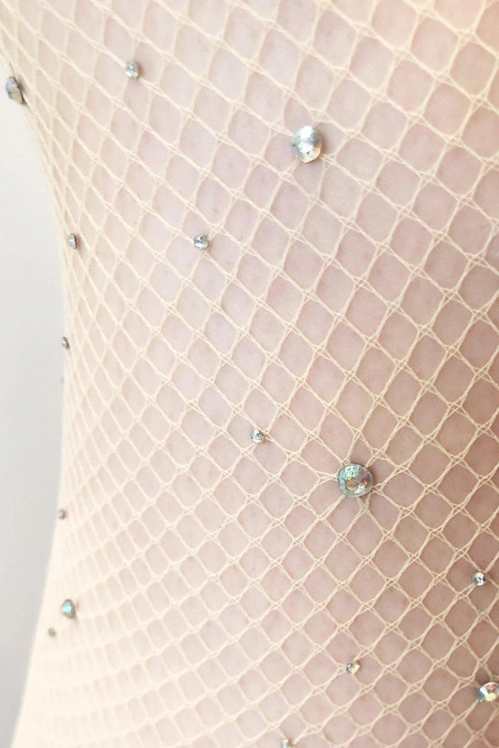 Lunalae Fishnet AB Shine Diamante Stockings - Fair Tights