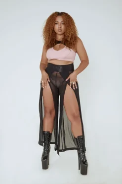 Most Loved Creatures Of XIX Snatched Mesh Make Moves Pants - Black