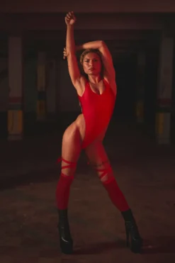 Rolling Over The Knee Ribbon Socks - Red (3 Sizes Available) Accessories