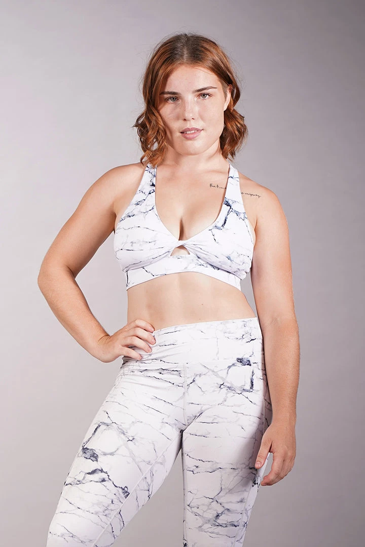 All Pole Wear Off The Pole Keyhole Sports Bra - White Marble