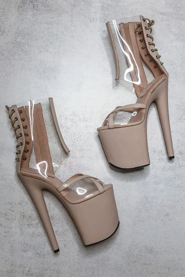 Hella Heels King Hybrid 8inch Boots - Stripped Shoes