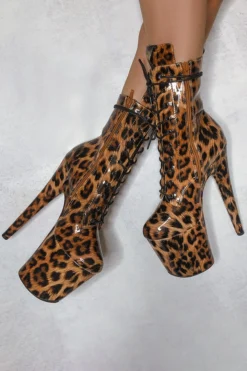 Hella Heels EmpireKicks 8inch Booties - Leopard Shoes