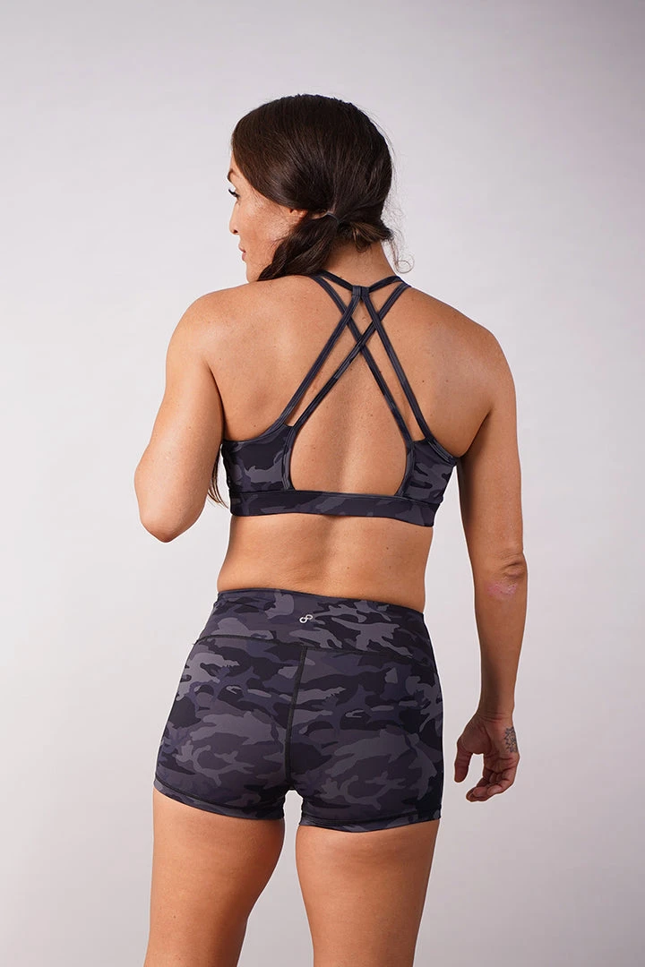 Off The Pole Lifestyle Sports Bra - Black Camouflage