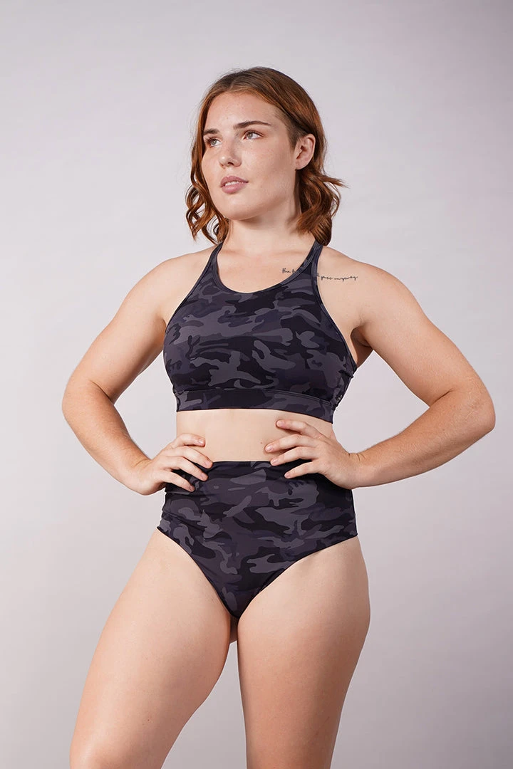 Off The Pole Lifestyle Sports Bra - Black Camouflage