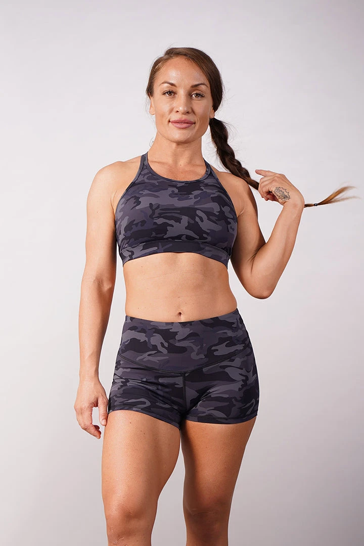 Off The Pole Lifestyle Sports Bra - Black Camouflage