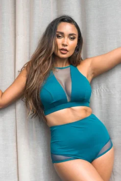 Lunalae Midnight High Waisted Bottoms - Recycled Teal All Pole Wear