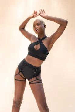 Most Loved Lunalae Olivia High Waisted Garter Shorts - Recycled Black