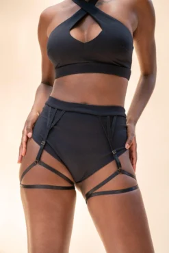 Most Loved Lunalae Olivia High Waisted Garter Shorts - Recycled Black