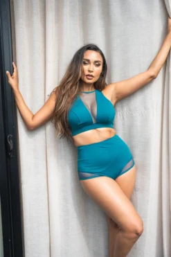 Lunalae Midnight High Waisted Bottoms - Recycled Teal All Pole Wear