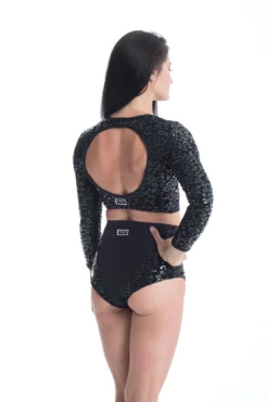 Paradise Chick Superhero Series Ultra Grip Crop Top - Black Leopard Back In Stock