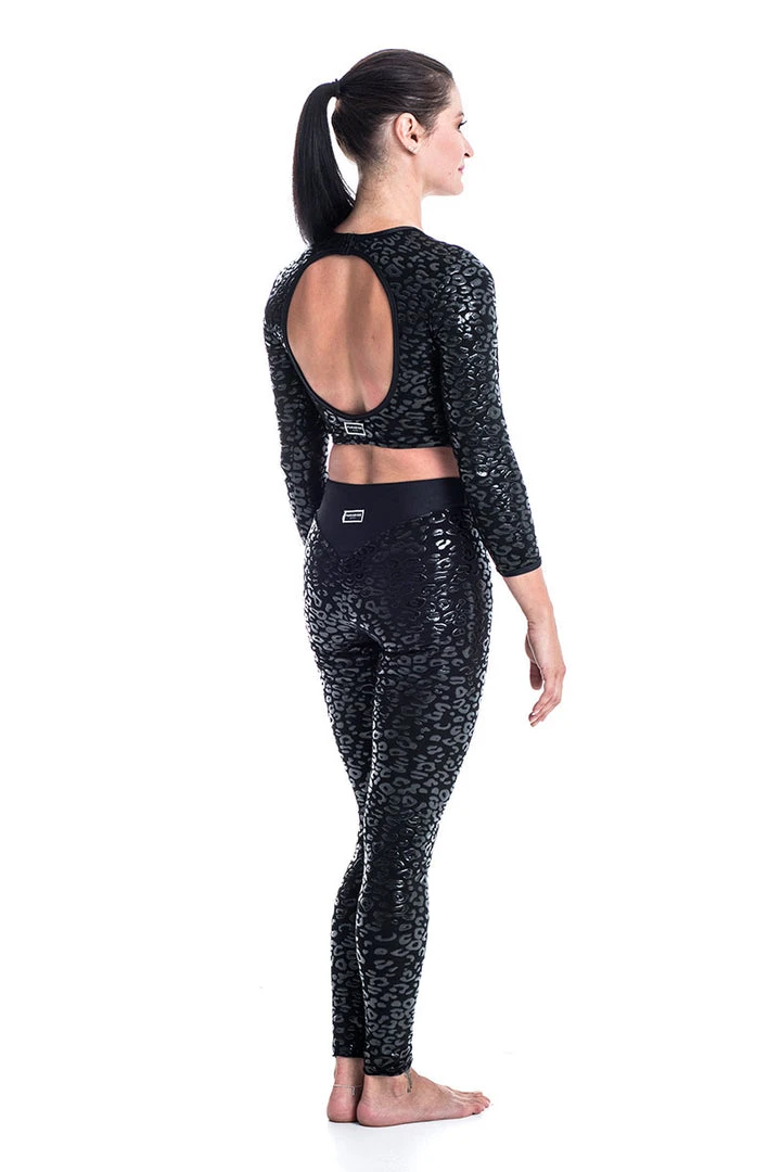 Paradise Chick Superhero Series Ultra Grip Crop Top - Black Leopard Back In Stock