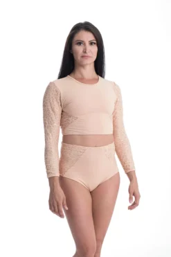 Paradise Chick Superhero Series Ultra Grip Crop Top - Beige Leopard